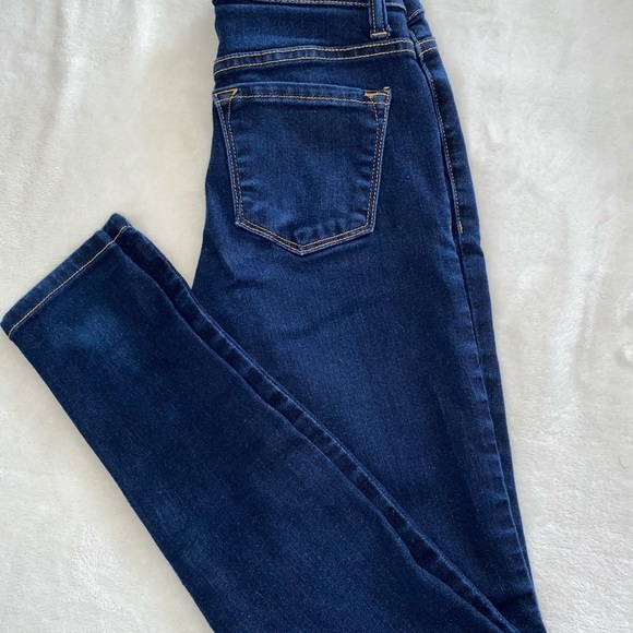 Solid Blue Denim 5 Pocket Skinny Jeans - Picture 5 of 6